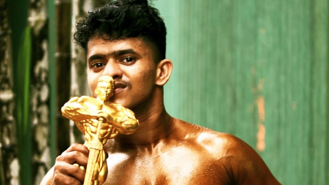 Praveen Nath with his Mr Kerala trophy. Credit: Praveen Nath