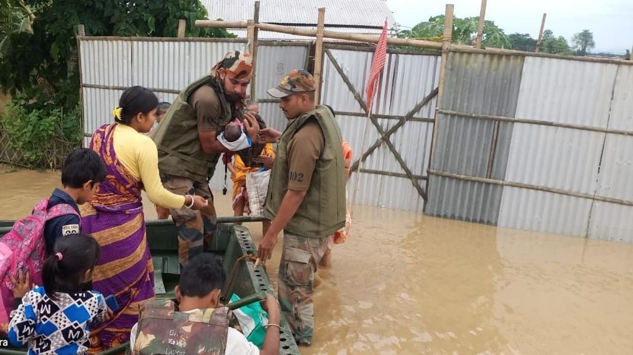 Over 3,000 people were evacuated from Hojai, Nalbari, Baksa, Barpeta, Darrang, Tamulpur and Kamrup districts. Credit: Army