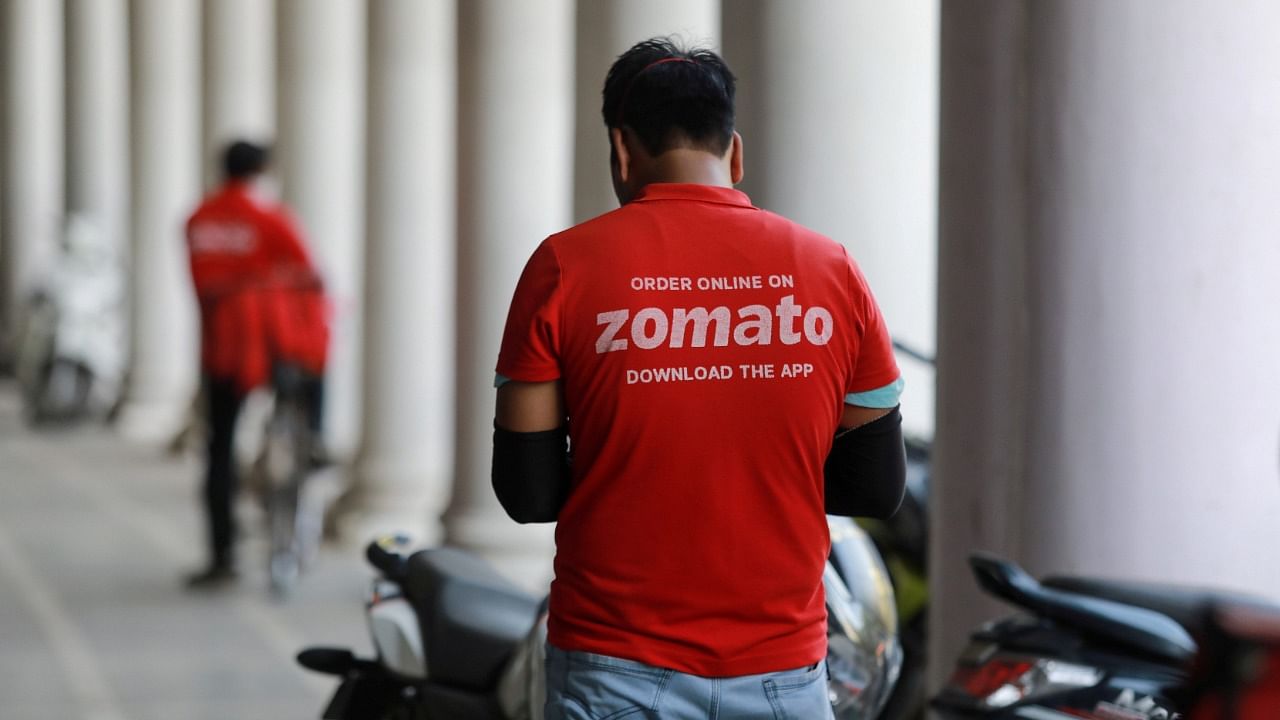 A delivery worker of Zomato. Credit: Reuters Photo