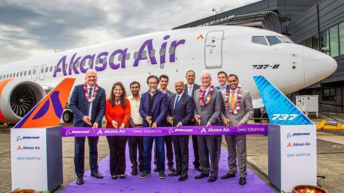 Akasa Air receives delivery of its first aircraft in Seattle, USA. Credit: PTI Photo