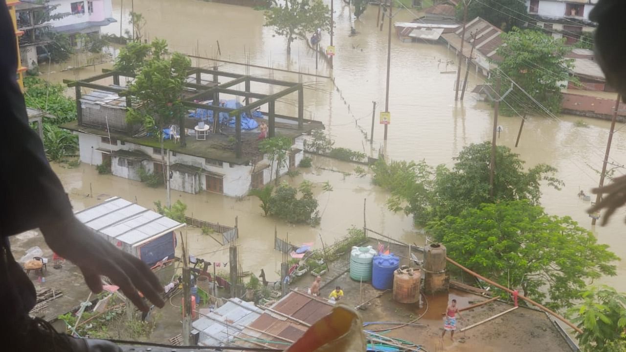 Flood wreaked havoc in Silchar and its adjoining areas disrupting communication system and rescue operations. Credit: Indian Air Force