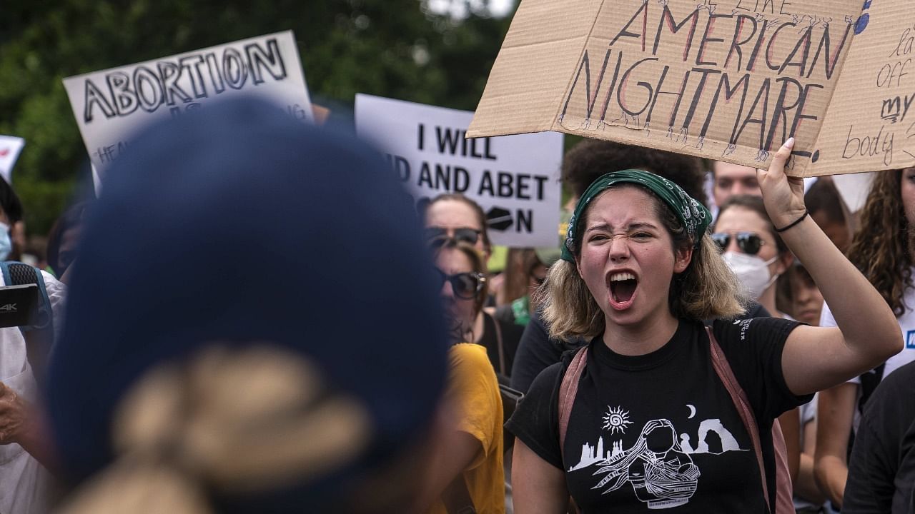 Abortion-rights activists gather in front of the Supreme Court building following the announcement to the Dobbs v Jackson Women's Health Organization ruling on June 24, 2022. Credit: AFP Photo