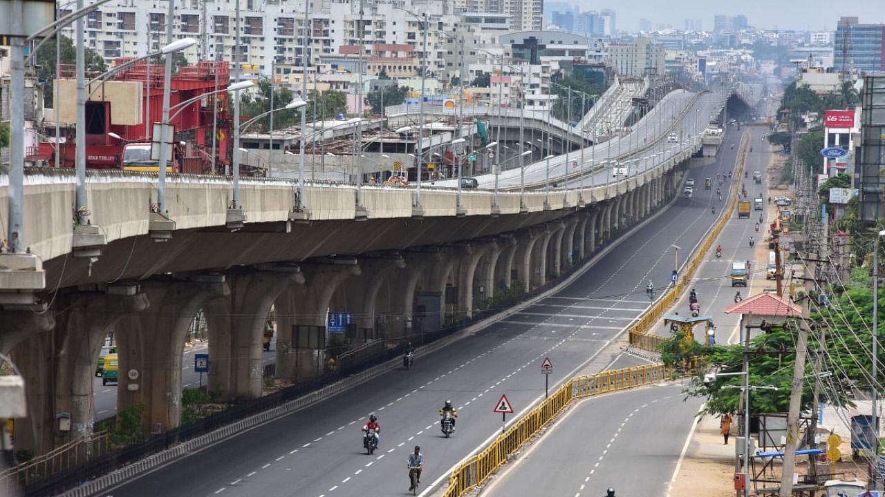 A view of the Electronic City flyover. Credit: DH photo