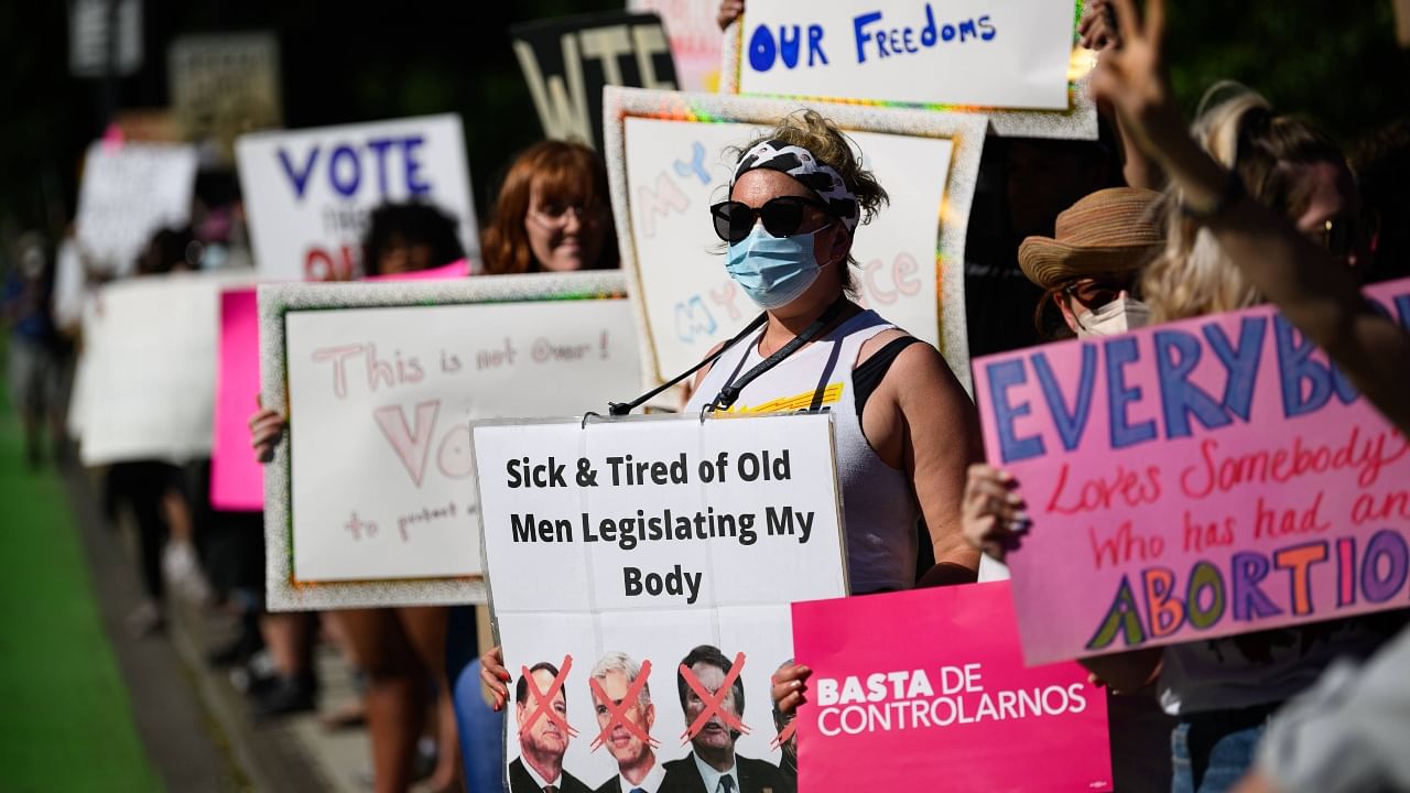 People gather to protest the Supreme Court's decision to overturn Roe v. Wade on June 24, 2022 in Portland, Oregon. Credit: AFP Photo