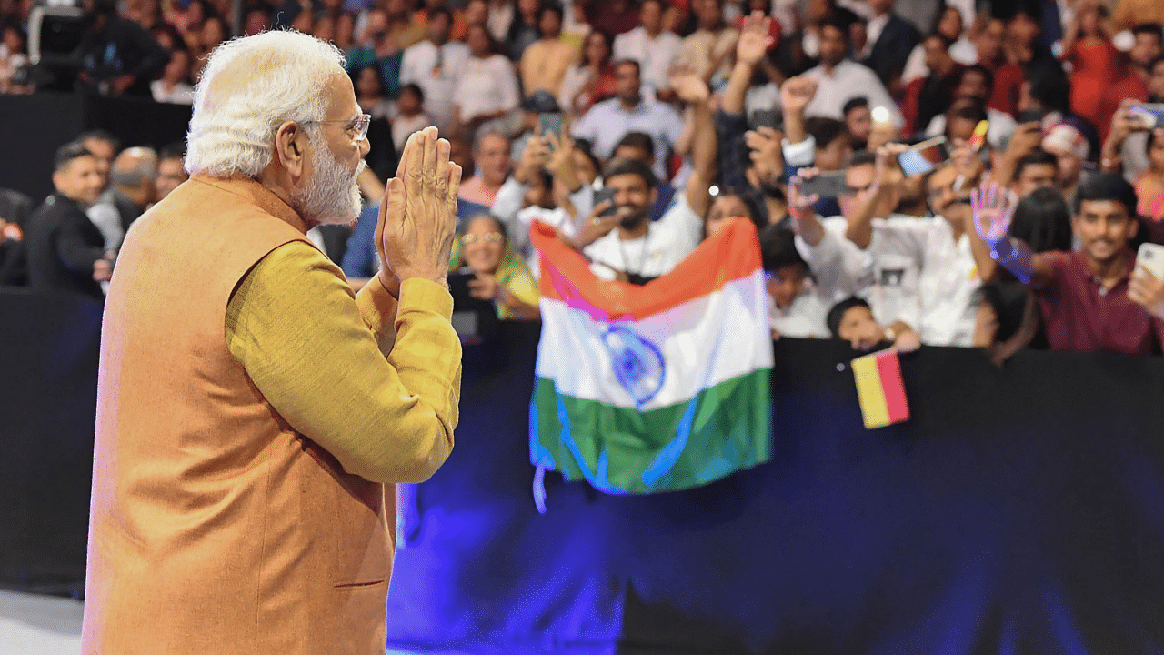 Prime Minister Narendra Modi during a community event, in Munich. Credit: PTI Photo