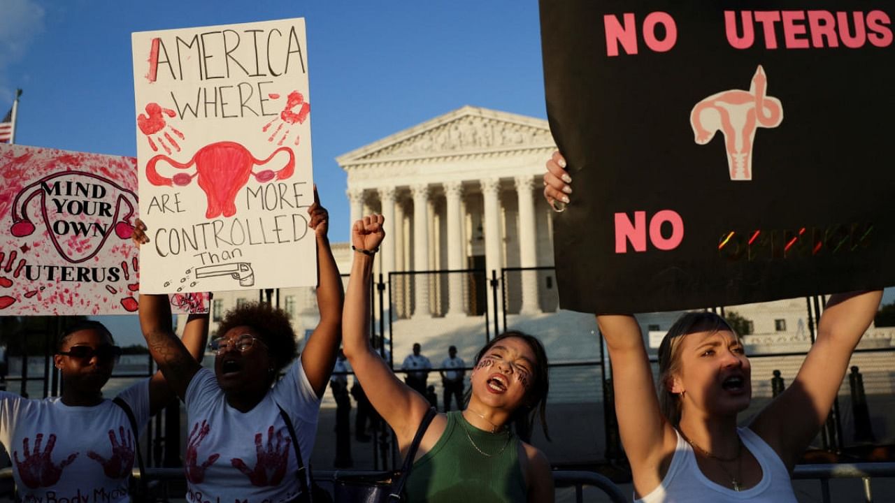 People protest the Supreme Court decision to overturn Roe v Wade in Washington. Credit: Reuters photo