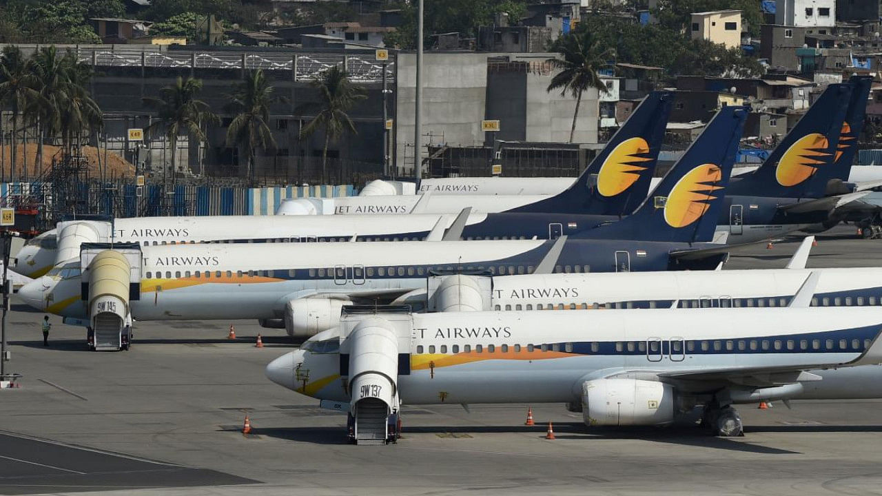 Grounded planes of Jet Airways. Credit: AFP File Photo