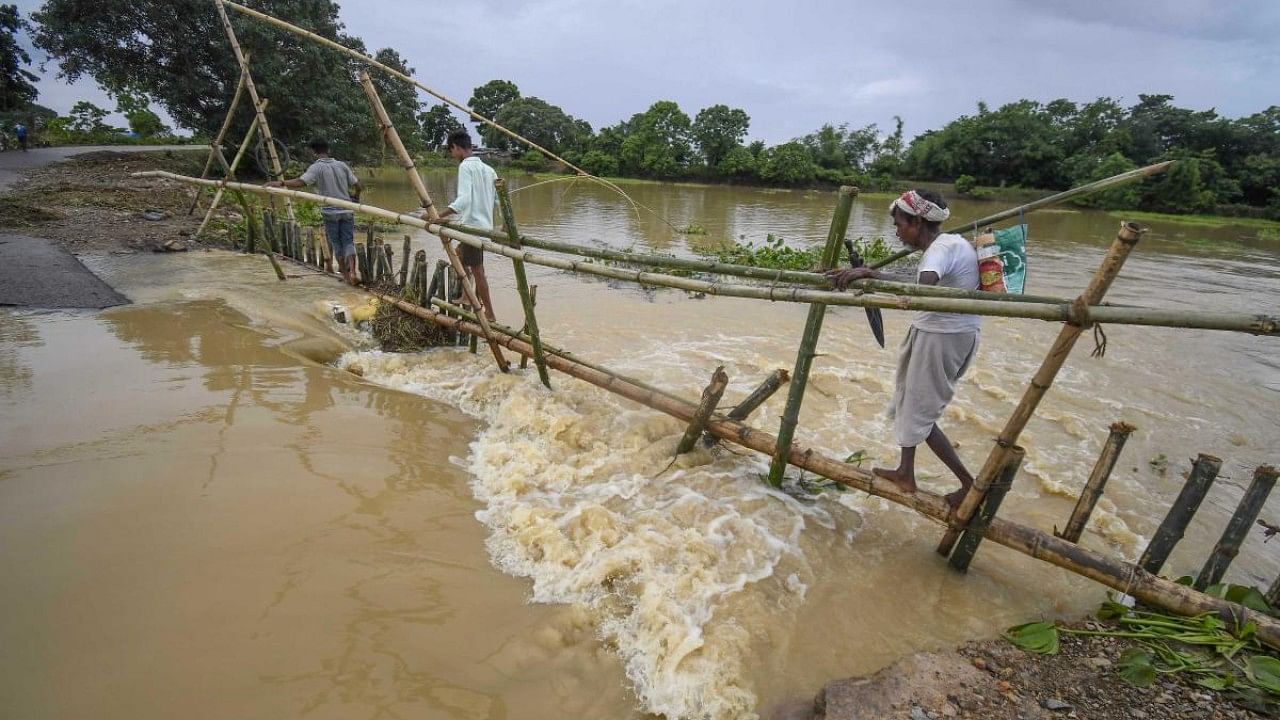 Flood in Assam's Nagaon district. Credit: PTI Photo
