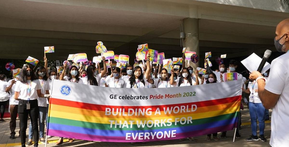 Around 400 employees took part in a pride walk held at the GE Technology campus in Whitefield recently.