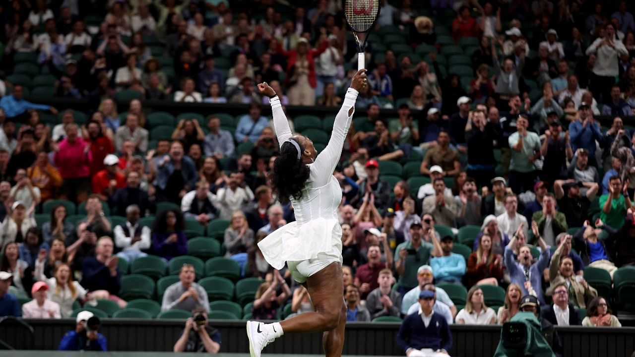 Serena Williams of the US in action during her first round match against France's Harmony Tan. Credit: Reuters Photo