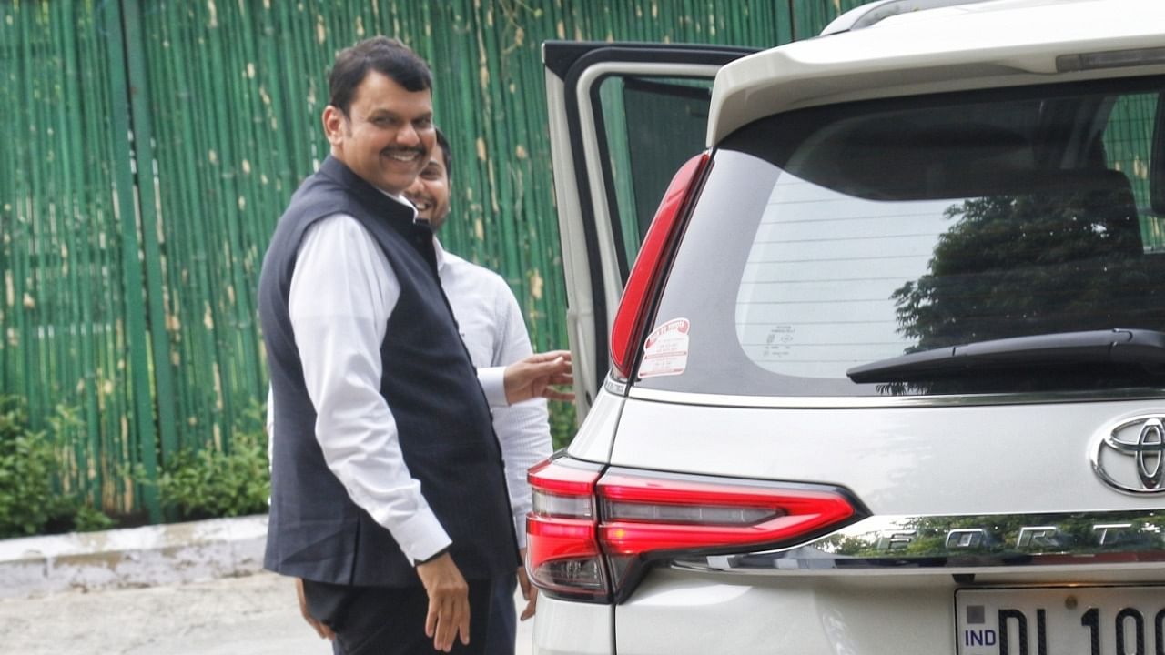 BJP leader and Former Maharashtra Chief Minister Devendra Fadnavis coming out from residence of party president JP Nadda in New Delhi. Credit: IANS Photo