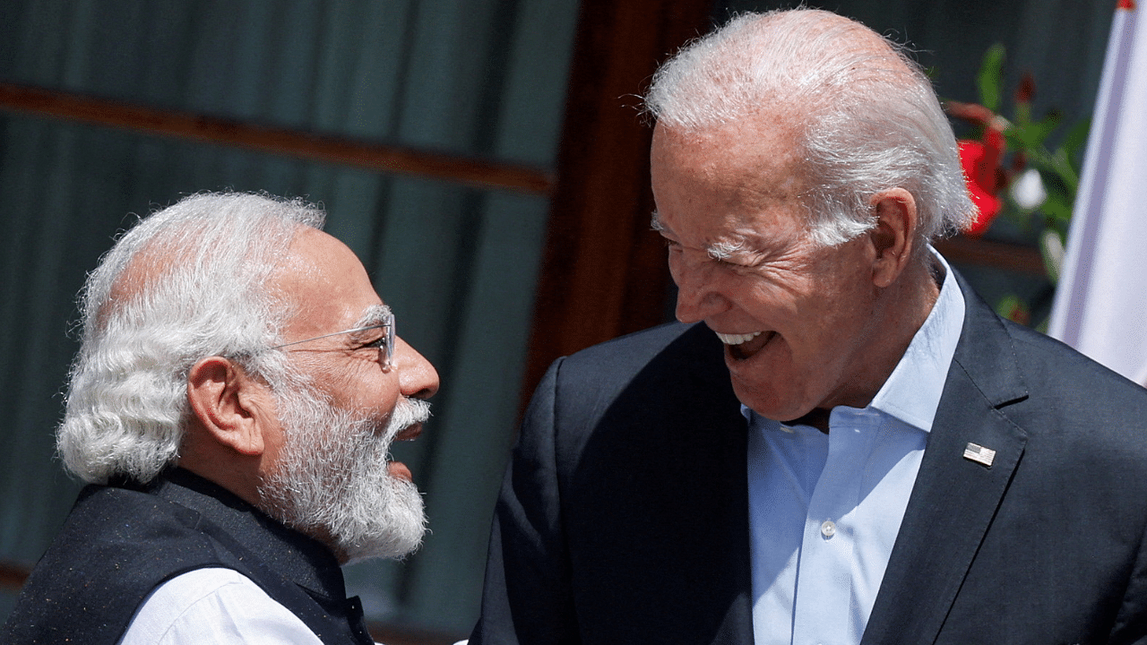 US President Joe Biden and India's Prime Minister Narendra Modi. Credit: Reuters Photo