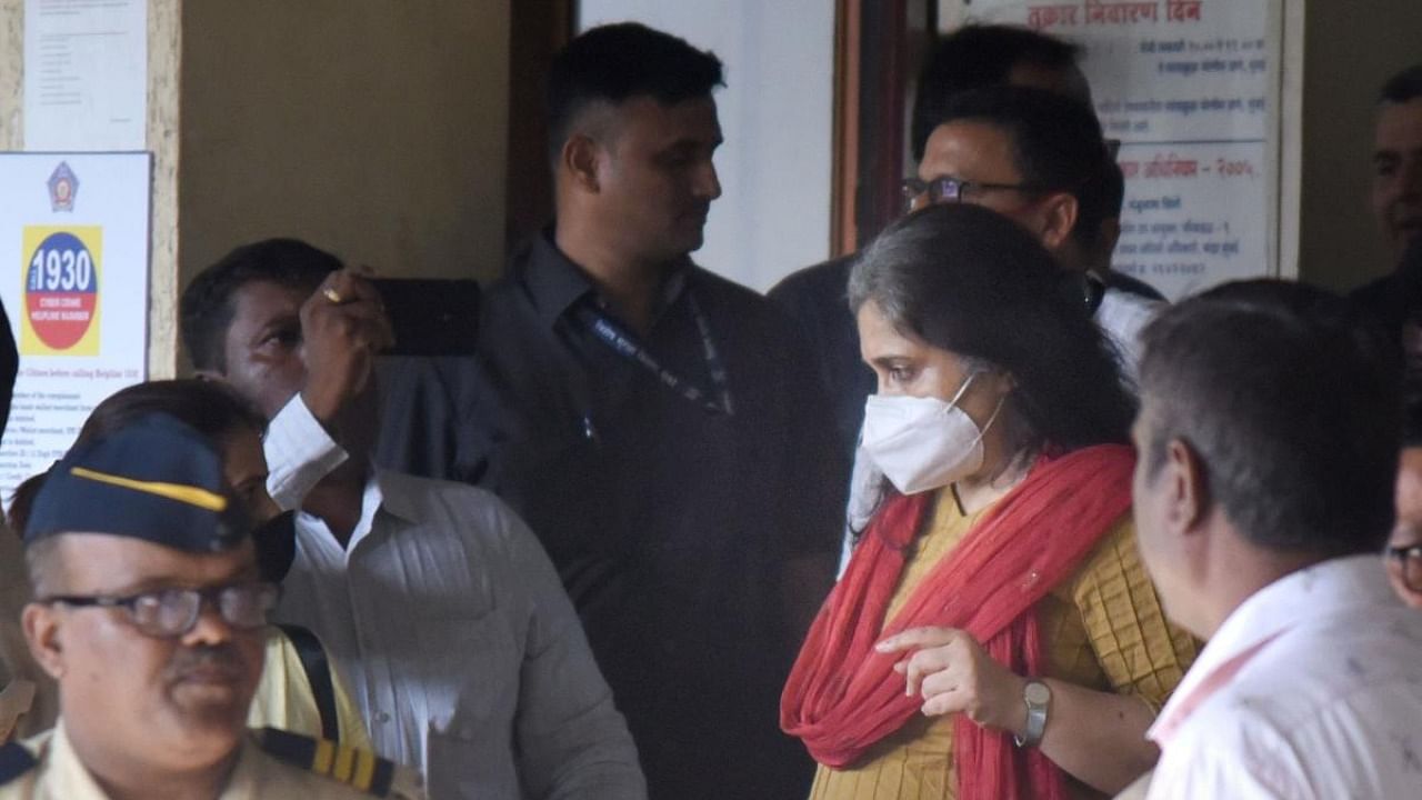Activist Teesta Setalvad at Santacruz police station after being detained by Gujarat police, in Mumbai. Credit: PTI file photo