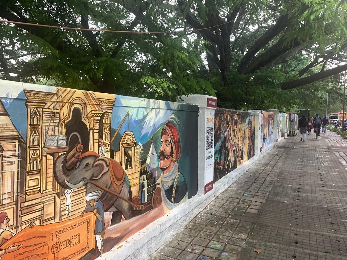 Freedom Wall runs from 5th Cross to 80 Feet Road in Indiranagar.