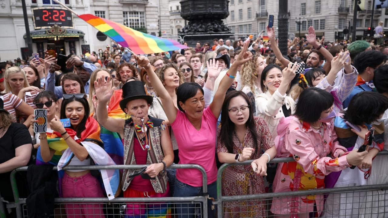 People attend the 2022 Pride Parade in London. Credit: Reuters photo