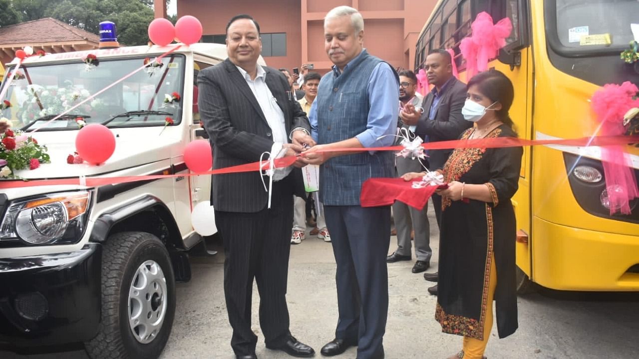 India gifts 75 ambulances, 17 school buses to Nepali organisations. Credit: IANS Photo