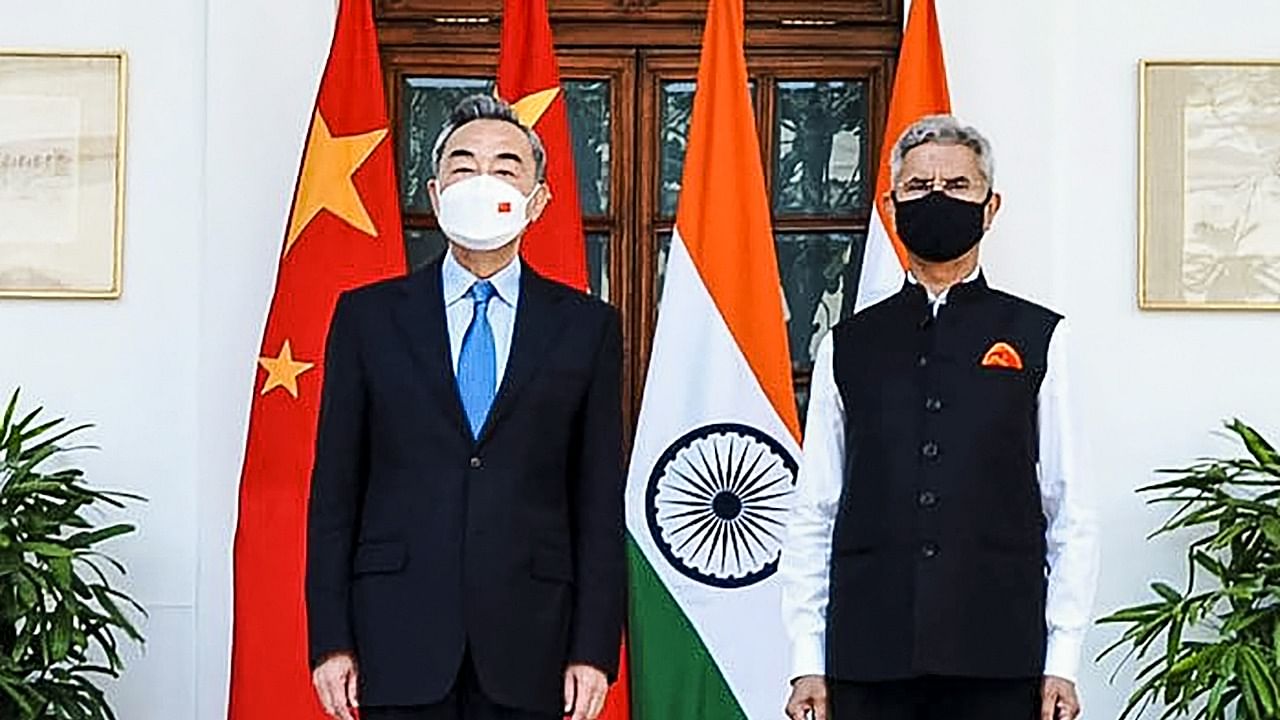 External Affairs Minister S Jaishankar (right) and Chinese Foreign Minister Wang Yi. Credit: PTI Photo