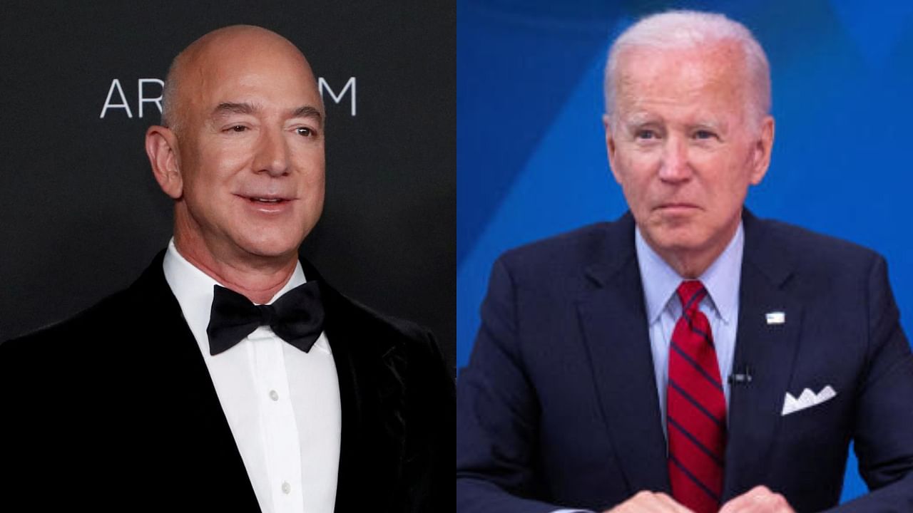 Jeff Bezos, Joe Biden. Credit: Reuters 