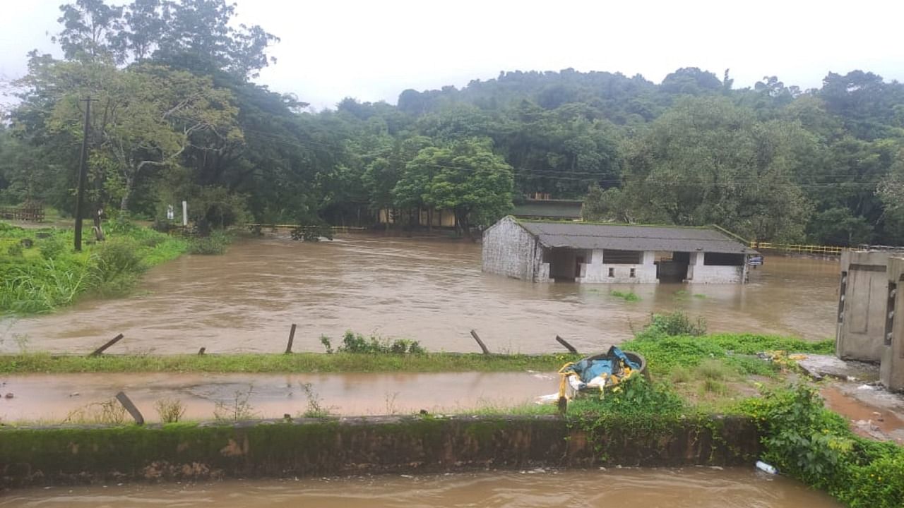 The inflow of water to the Harangi reservoir has increased drastically following copious rain in the catchment areas. Credit: DH Photo