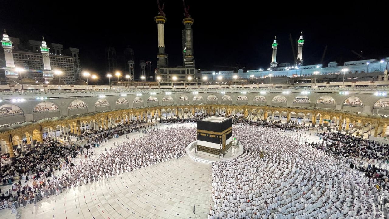 Muslim pilgrims circle the Kaaba and pray at the Grand Mosque as Saudi Arabia welcomes back pilgrims for the 2022 haj season, after the kingdom barred foreign travellers over the last two years because of the coronavirus disease (COVID-19) pandemic, in the holy city of Mecca, Saudi Arabia July 1, 2022. Credit: Reuters Photo