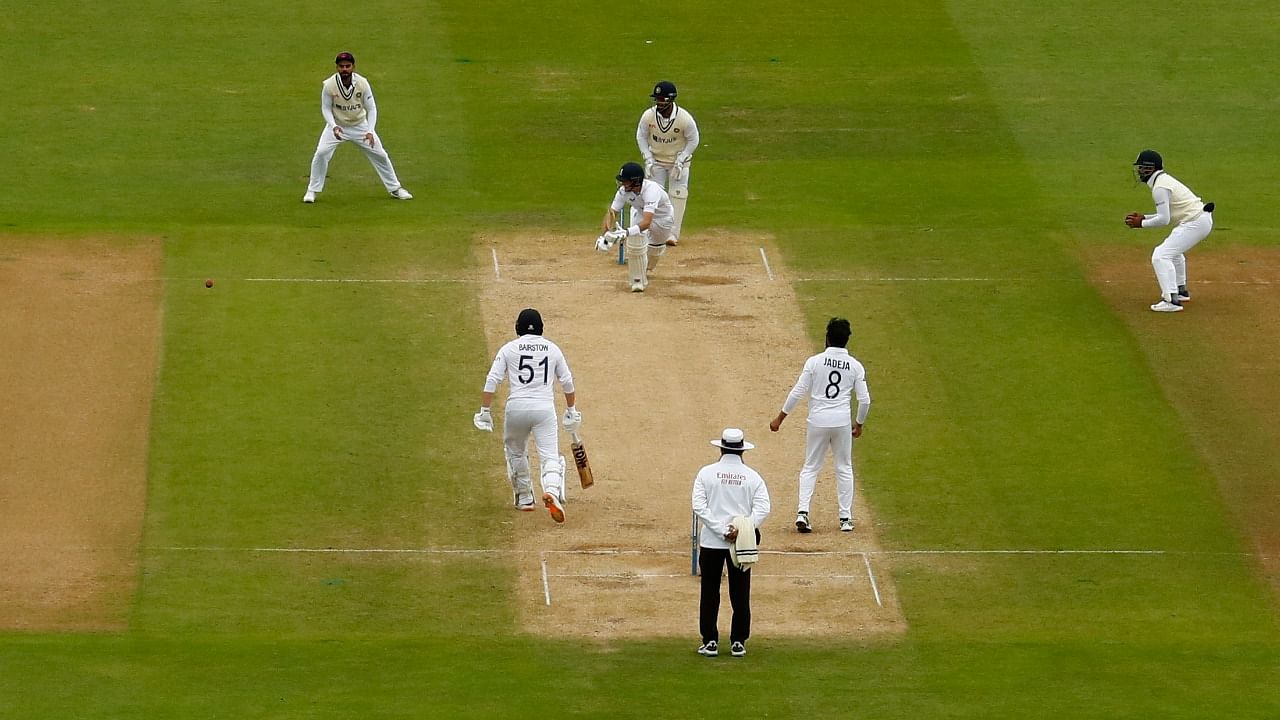General view of England's Joe Root as he hits the winning run. Credit: Reuters Photo