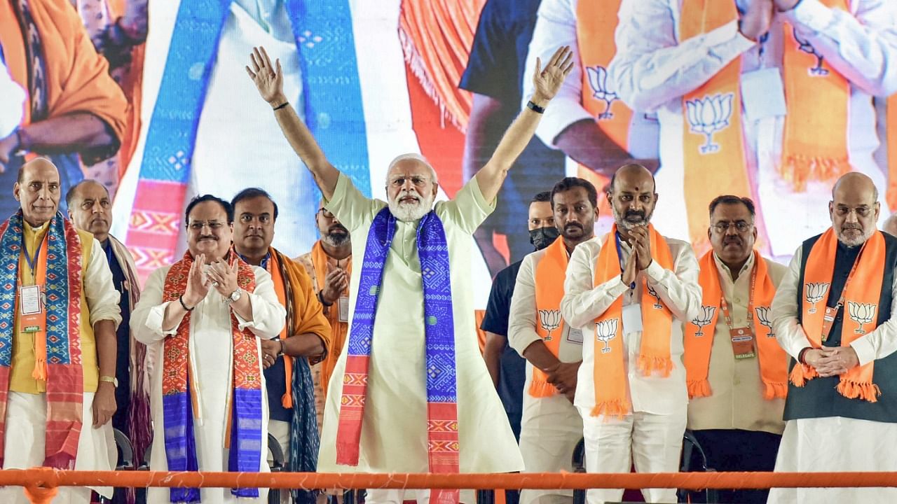 A perusal of the political and economic resolutions adopted at BJP's national executive showed the brainstorming session's focus on the issues of the "poor, oppressed, exploited, and deprived sections of society". Credit: PTI Photo