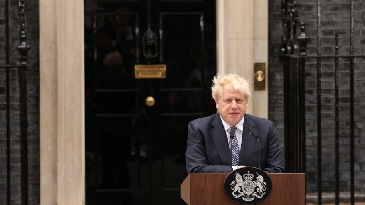 British Prime Minister Boris Johnson makes a statement at Downing Street in London. Credit: Reuters photo