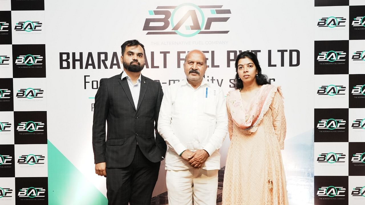 Sorubh Kumar Bharti, Executive Director (left), Dr Vanki Penchalaiah, Chairman and Ms. Anusha Vanki, Director, Bharat Alt Fuel. Credit: Special arrangement