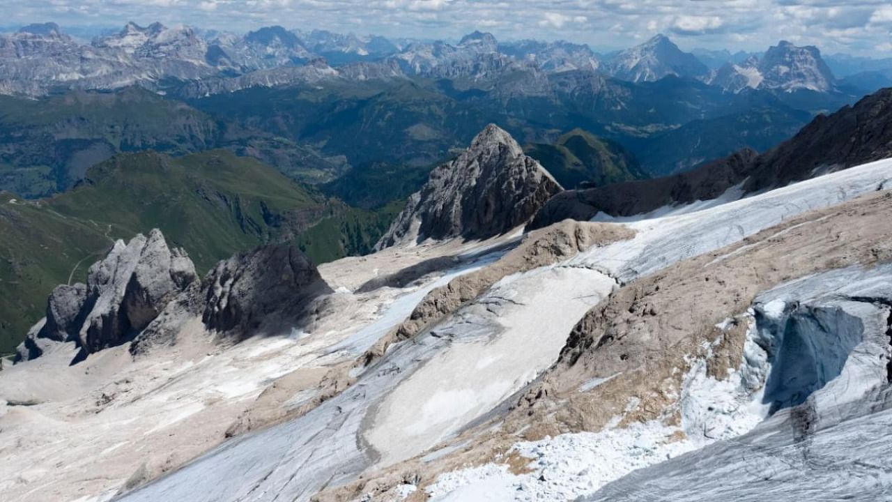 The area of the Marmolada glacier where a section broke off, killing at least nine people. Credit: The New York Times