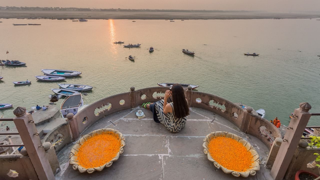 Sunrise from the Baithak Terrace at Brij Rama Palace, Varanasi. Credit: Brij Rama Palace 
