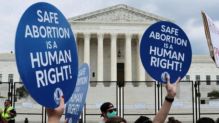 Abortion rights demonstrators protest outside the United States Supreme Court as the court rules in the Dobbs v Women's Health Organization abortion case, overturning the landmark Roe v Wade abortion decision in Washington. Credit: Reuters photo