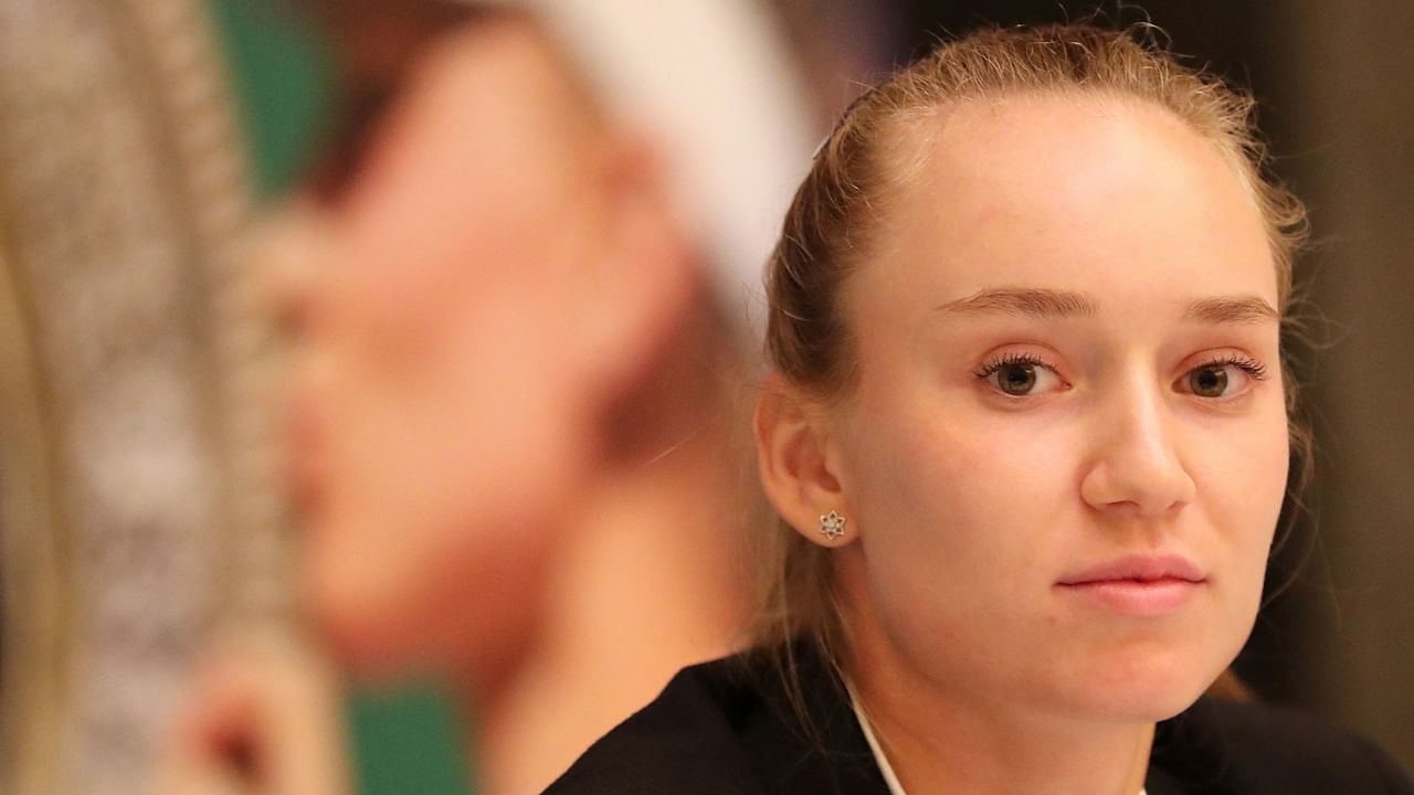 Wimbledon 2022 champion Elena Rybakina attends a press conference in Nur-Sultan, Kazakhstan on July 12, 2022. Credit: Reuters Photo