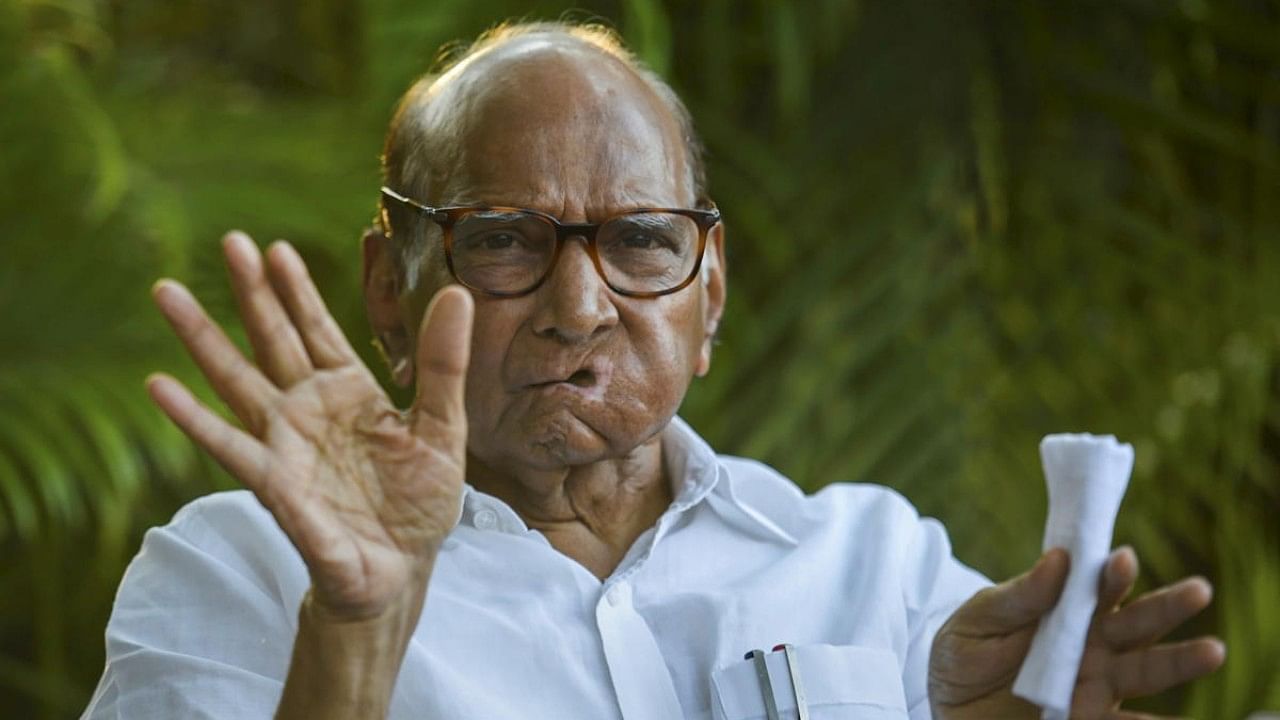 Nationalist Congress Party (NCP) chief Sharad Pawar addresses a press conference, at his residence in New Delhi. Credit: PTI