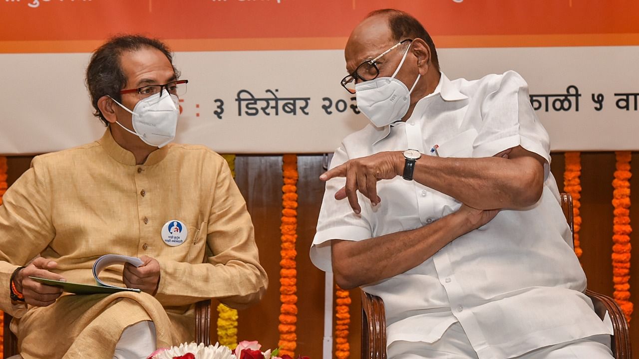 NCP chief Sharad Pawar with Shiv Sena chief Uddhav Thackeray. Credit: PTI File Photo