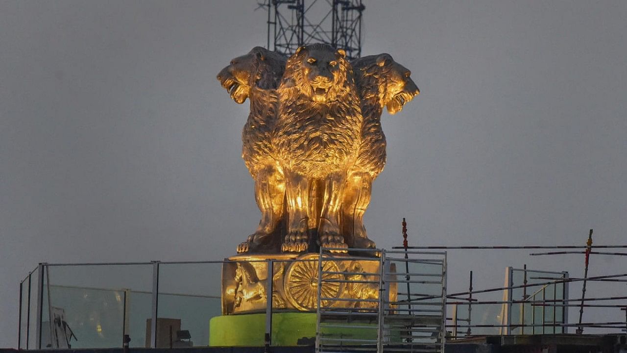 Newly unveiled National Emblem. Credit: PTI Photo