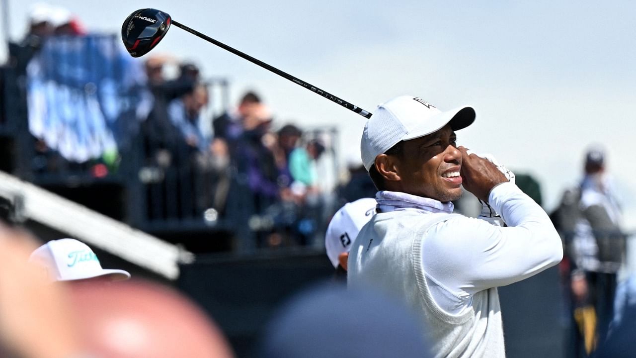US golfer Tiger Woods plays from the 12th tee during his second round on day 2 of The 150th British Open Golf Championship on The Old Course at St Andrews in Scotland. Credit: AFP Photo