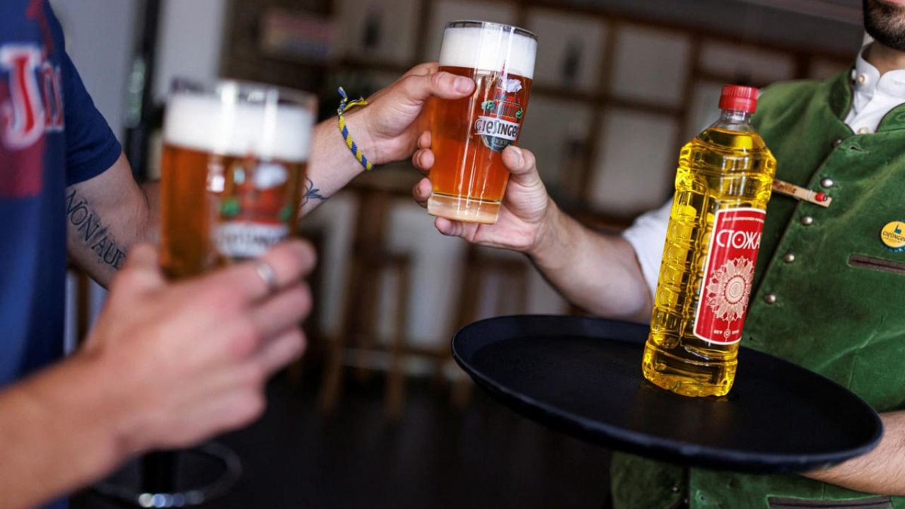 Customers can pay beer with sunflower oil. Credit: Reuters Photo