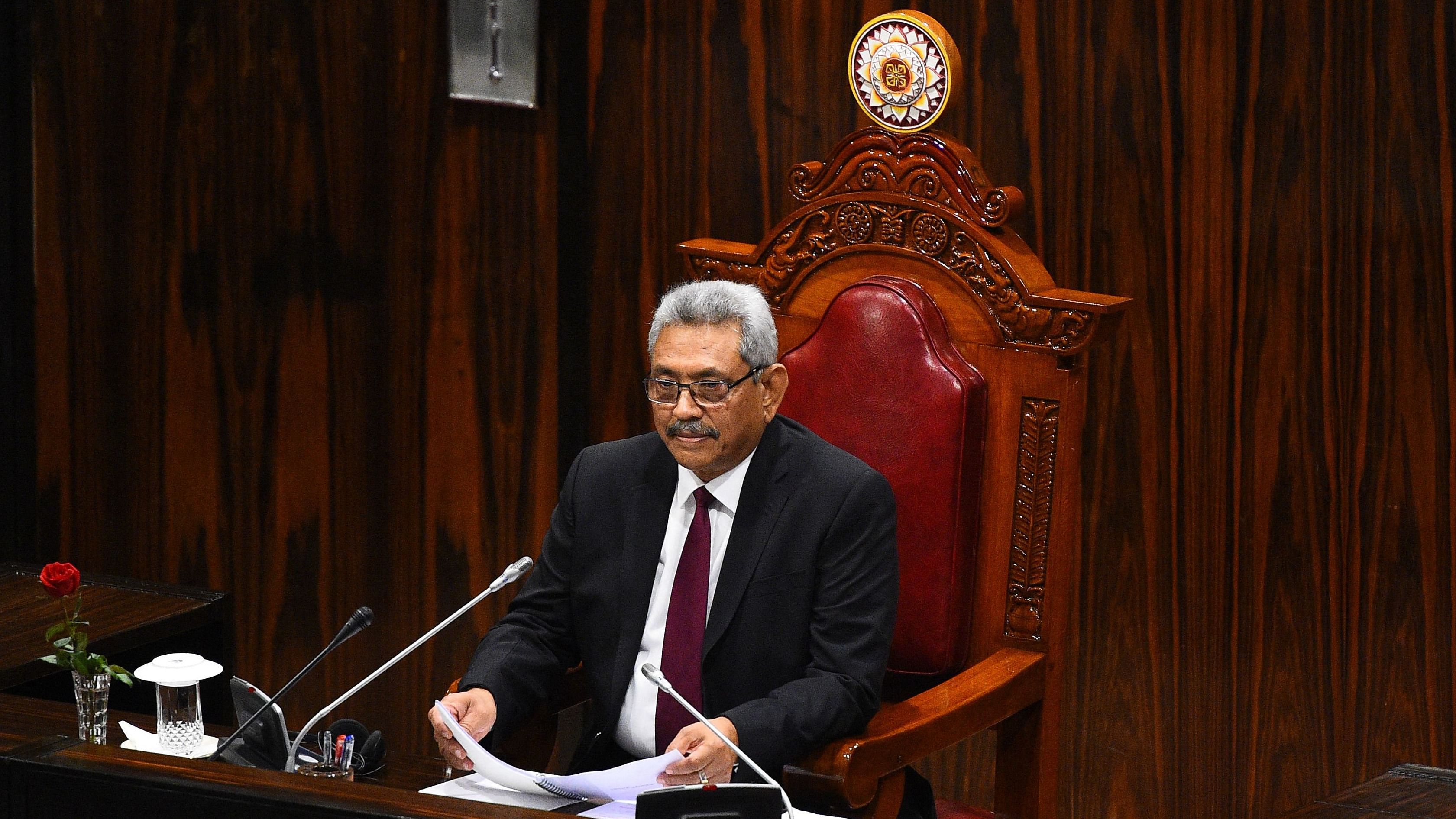 Rajapaksa emailed his resignation to Colombo a few hours after arriving in Singapore. Credit: AFP Photo