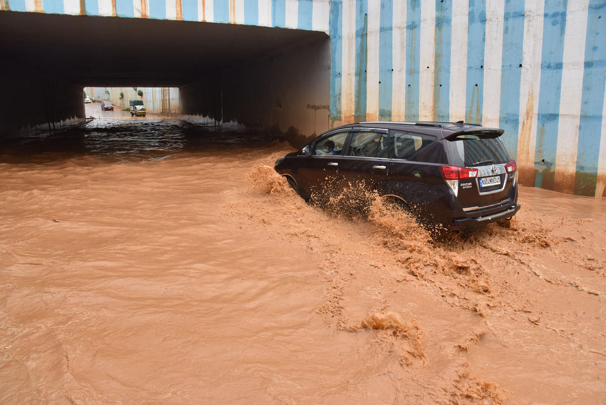The infamous Kodigehalli railway underpass, which used to get inundated following a downpour. The BBMP has fixed a pipeline to drain out excess water. The civic body is confident this underpass will not flood as bad as it did before. Only time will tell. Credit: DH Photo