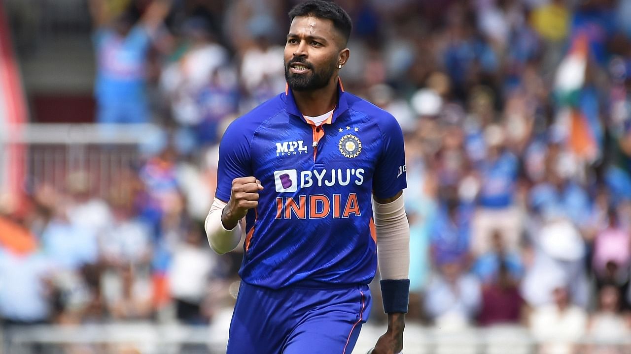 India's Hardik Pandya celebrates after dismissing England's Ben Stokes during the third one day international cricket match between England and India. Credit: AP Photo