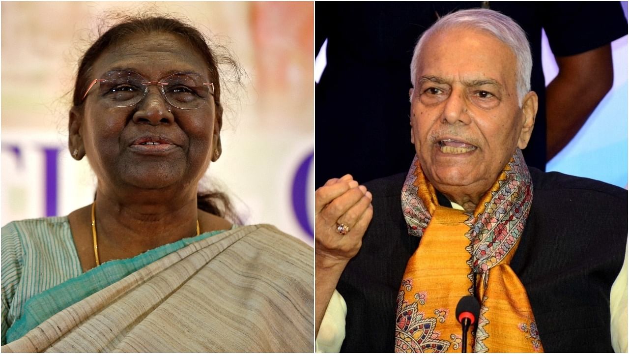 Presidential candidates Droupadi Murmu and Yashwant Sinha. Credit: Agency Photos