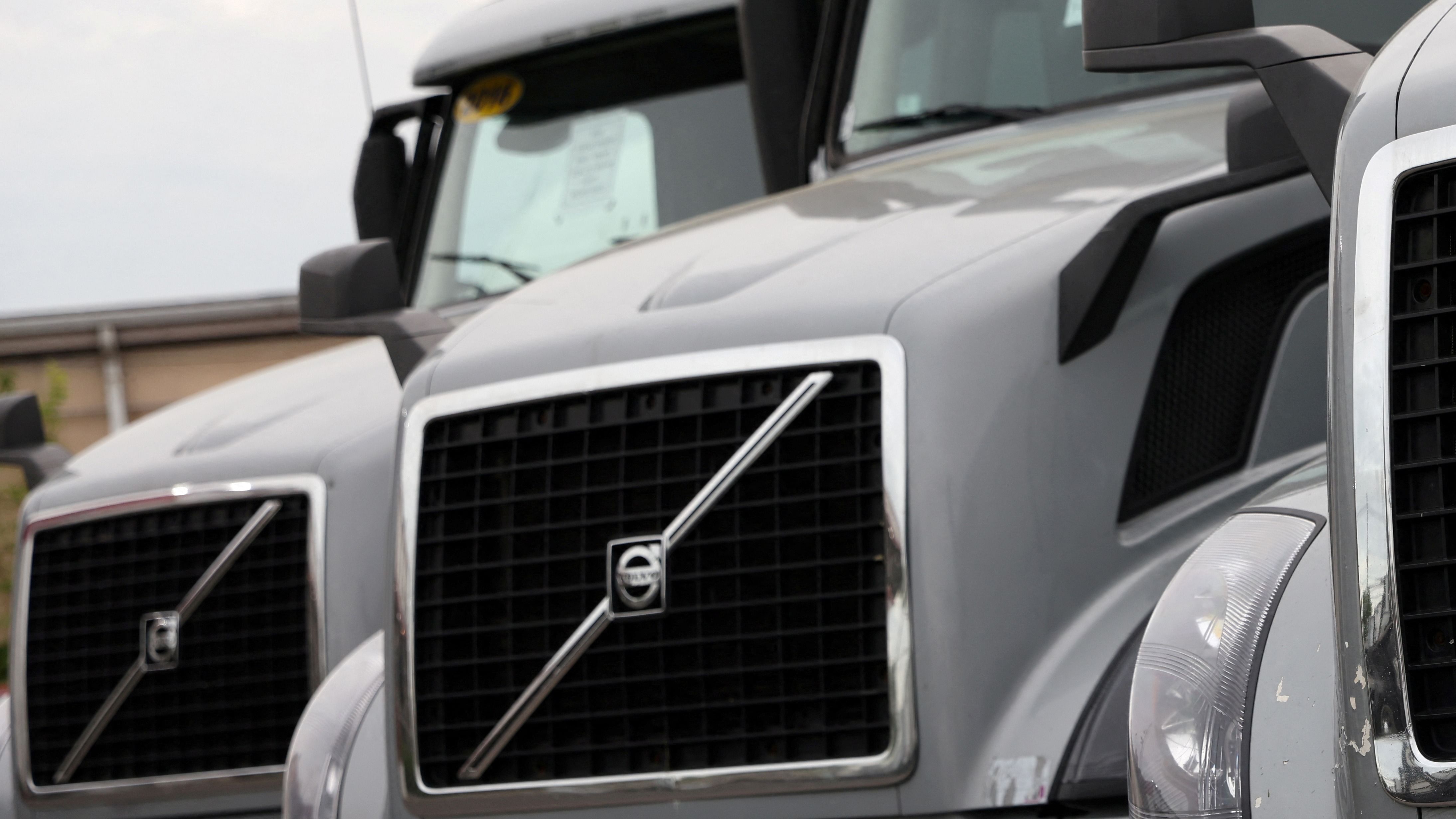 Volvo trucks are seen for sale in Linden, New Jersey. Credit: Reuters File Photo