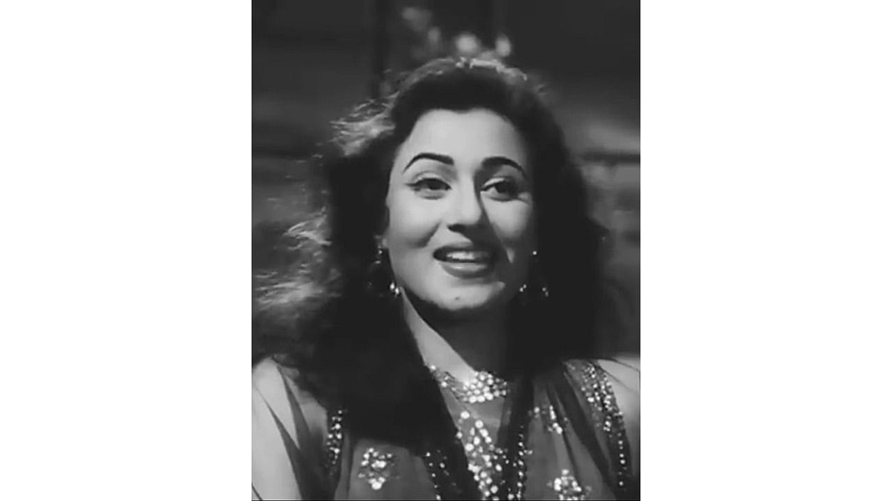 Actress Madhubala. Credit: Movie still from the film 'Howrah Bridge' cropped on Madhubala/Wikimedia Commons