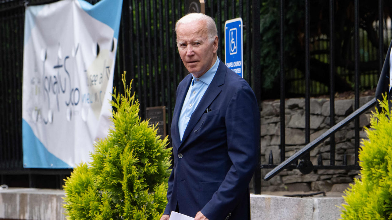 US President Joe Biden departs Holy Trinity Catholic Church in Washington, DC, on July 17, 2022. Credit: AFP Photo