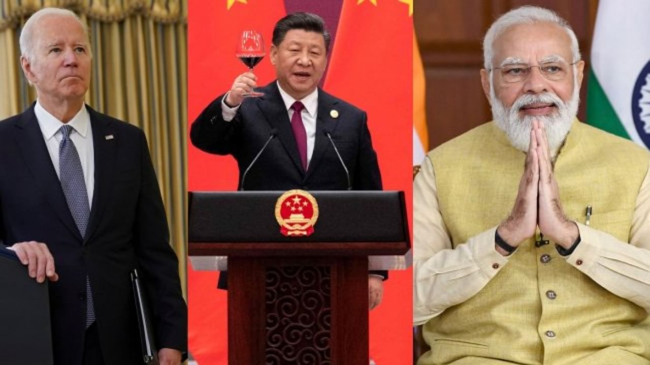 Joe Biden, Xi Jinping and Narendra Modi. Credit: Agency Photos
