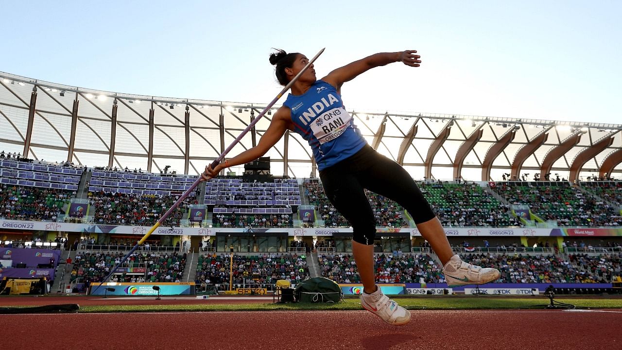 Annu Rani of Team India competes in the Women's Javelin Final on day eight of the World Athletics Championships. Credit: AFP Photo