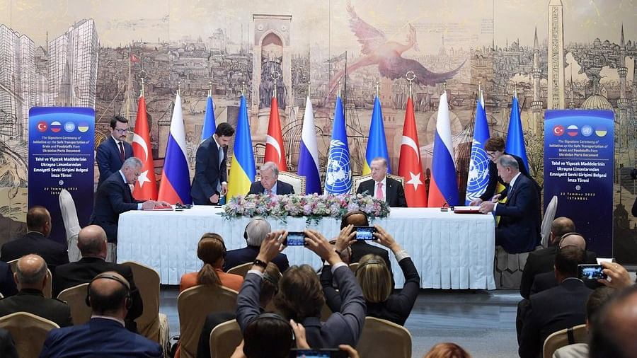 The deal struck in Istanbul lays out a logistically complex operation to export Ukrainian grain through Turkey. Credits: IANS photo 