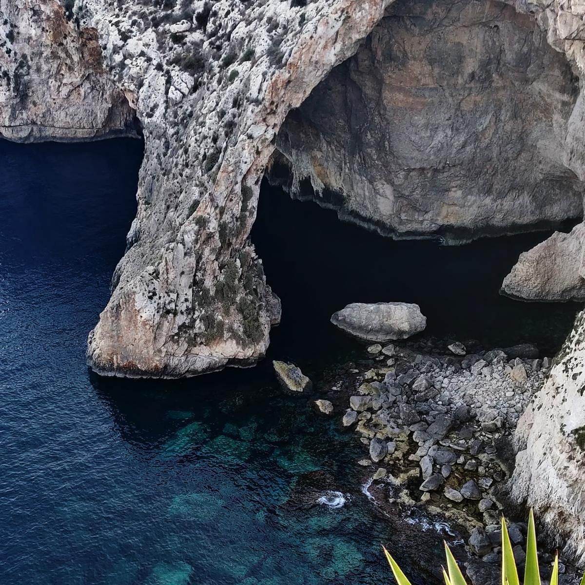 Blue Grotto from a view point in Qrendi
