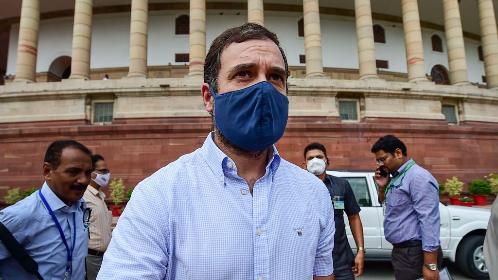 Congress MP Rahul Gandhi at Parliament House during its monsoon session, in New Delhi. Credit:PTI Photo