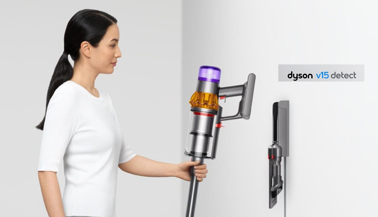The new V15 Detect cord-less vacuum cleaner. Credit: Dyson